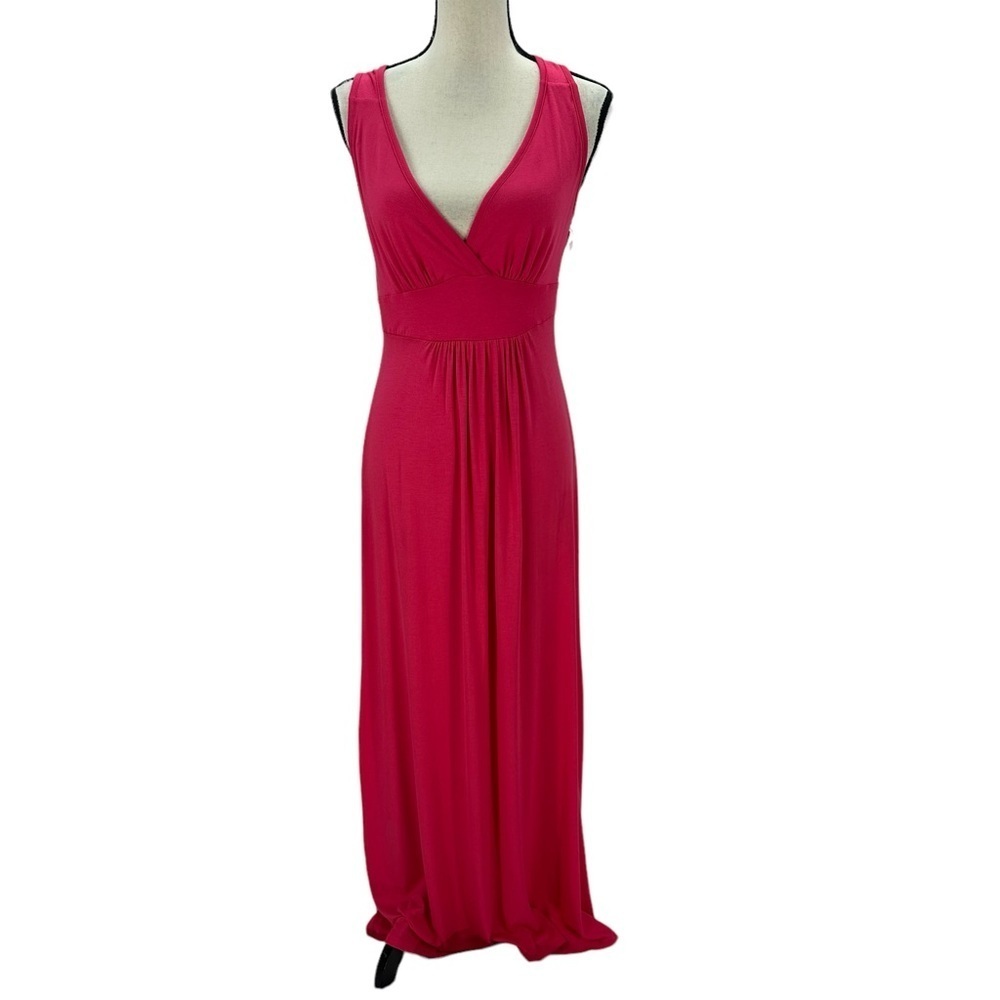 Loveappella Sleeveless V Neck Tank Maxi Dress - Pink - size PM